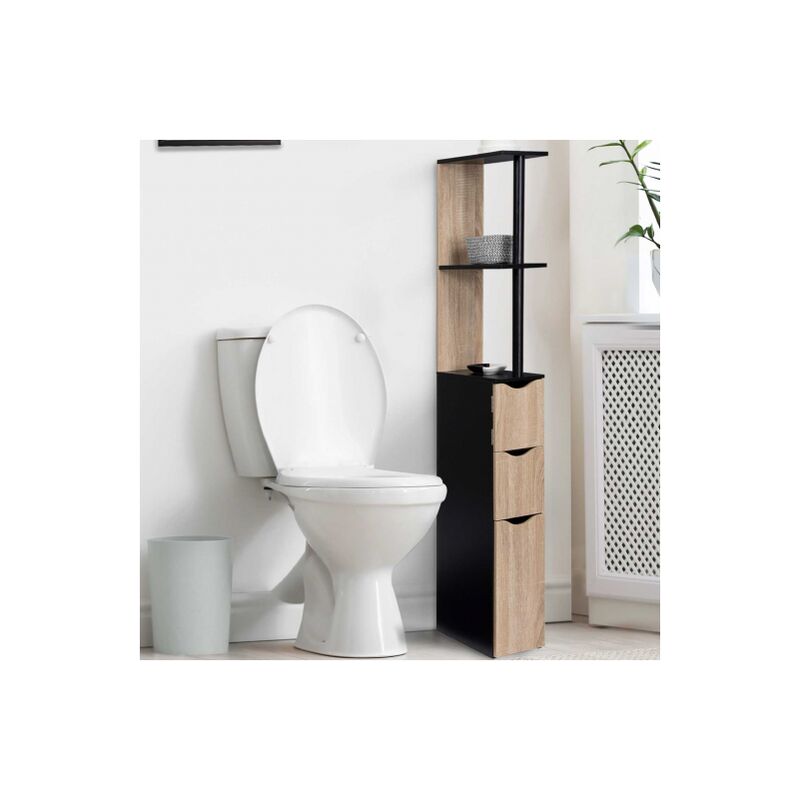 foto del prodotto idmarket scaffalatura per toilette in legno bianco con 3 ante nero in faggio willy