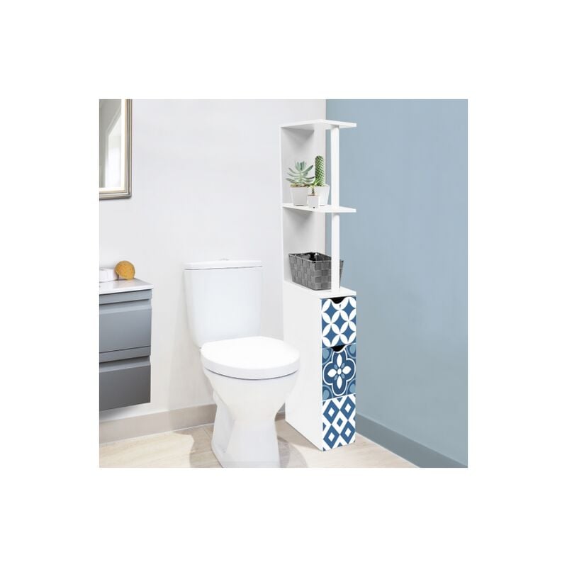 foto del prodotto idmarket scaffalatura per toilette willy a 2 ante con piastrelle in cemento blu