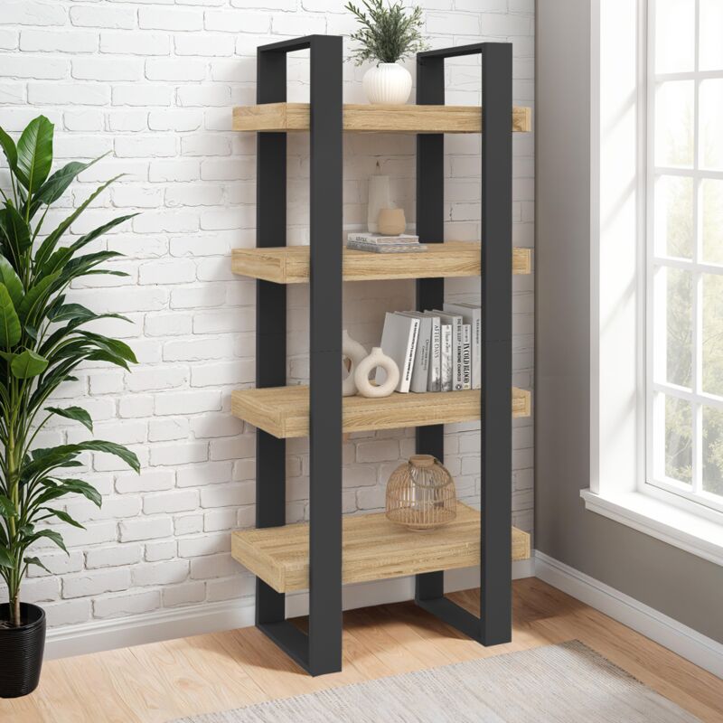 foto del prodotto idmarket scaffale a 4 livelli in legno e nero phoenix