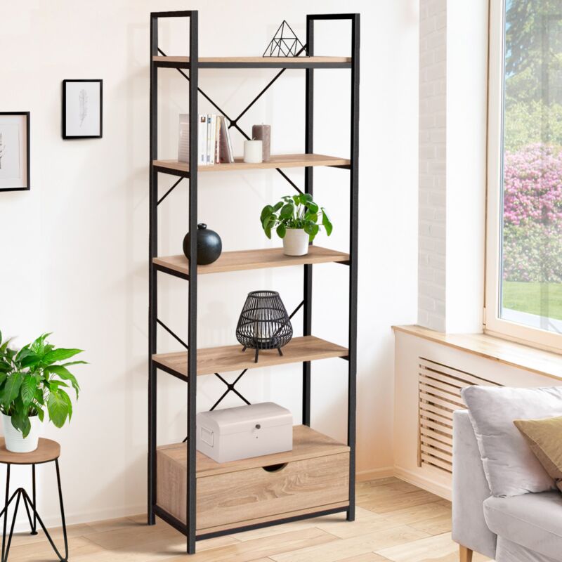 foto del prodotto idmarket scaffale a 5 livelli con cassetto detroit design industriale