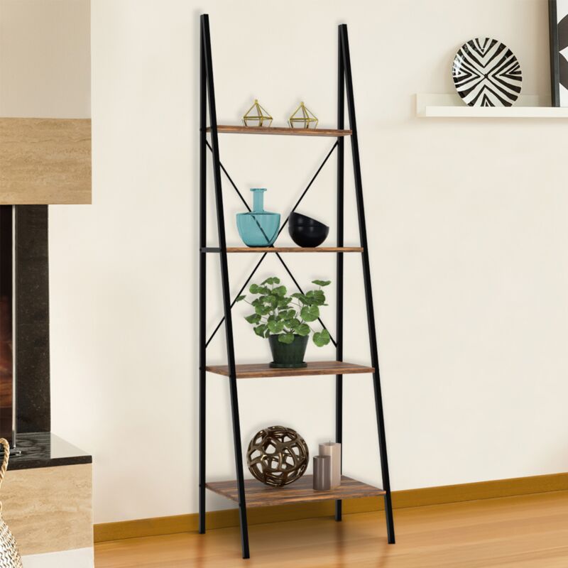 foto del prodotto idmarket scaffale a scala 4 livelli in legno invecchiato 170 cm design industriale hawkins