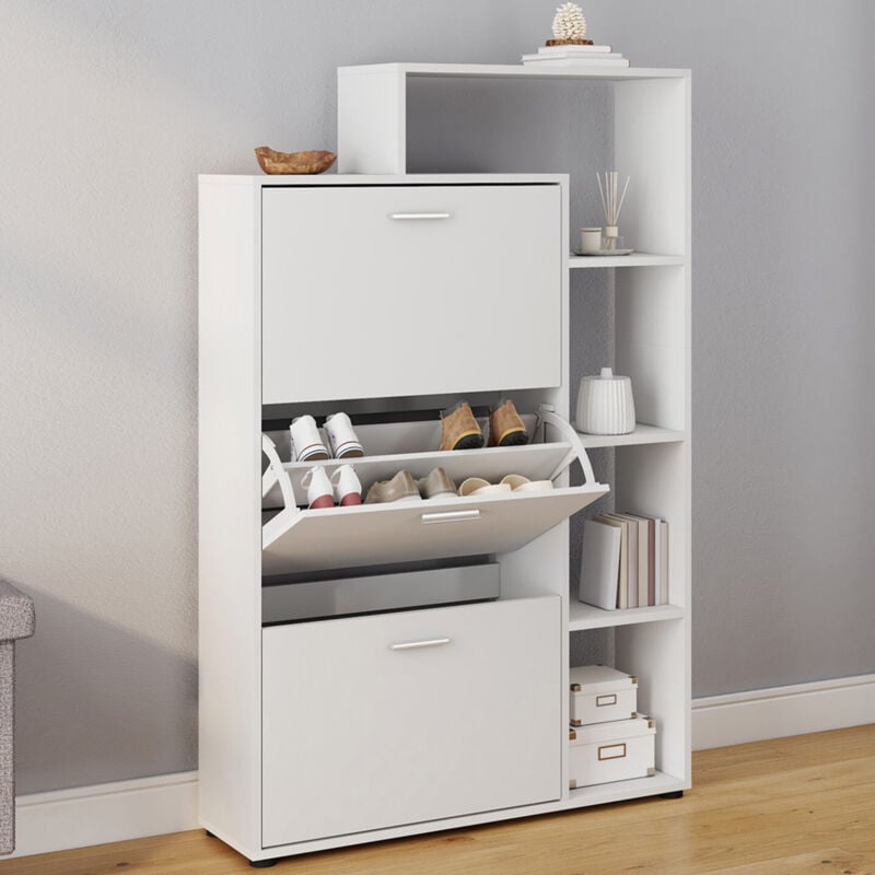 foto del prodotto idmarket scarpiera a 3 ante con ripiano bianco