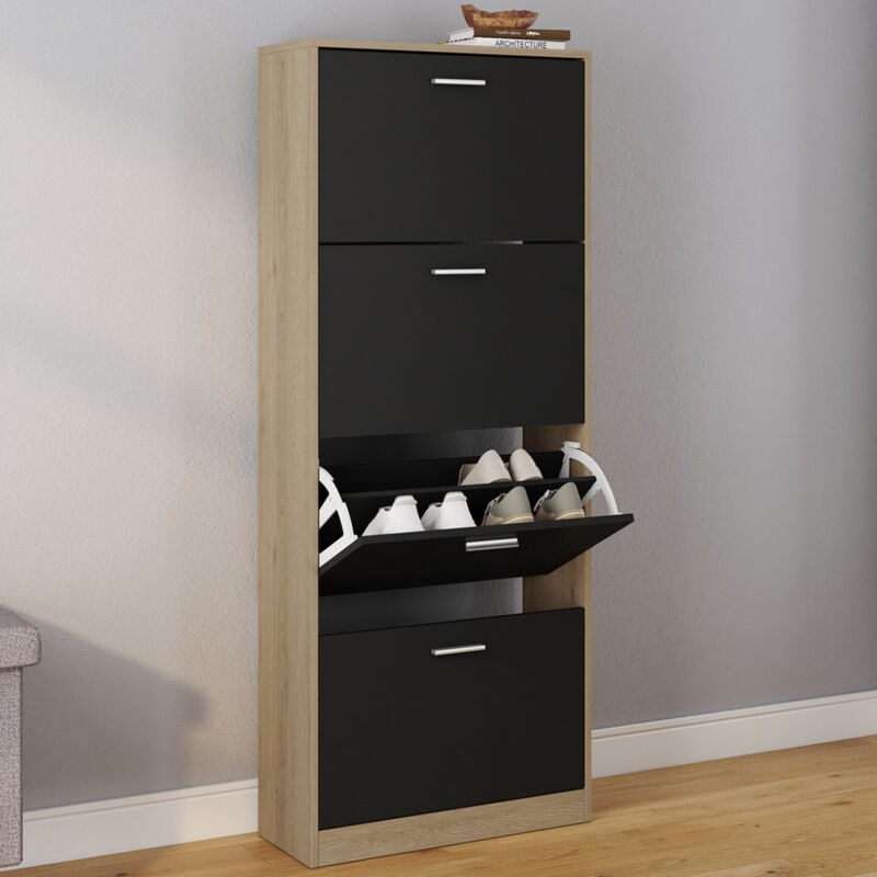 foto del prodotto idmarket scarpiera effetto faggio con 4 ante nero
