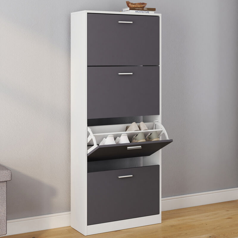 foto del prodotto idmarket scarpiera klark bianca a 4 ante grigio chiaro