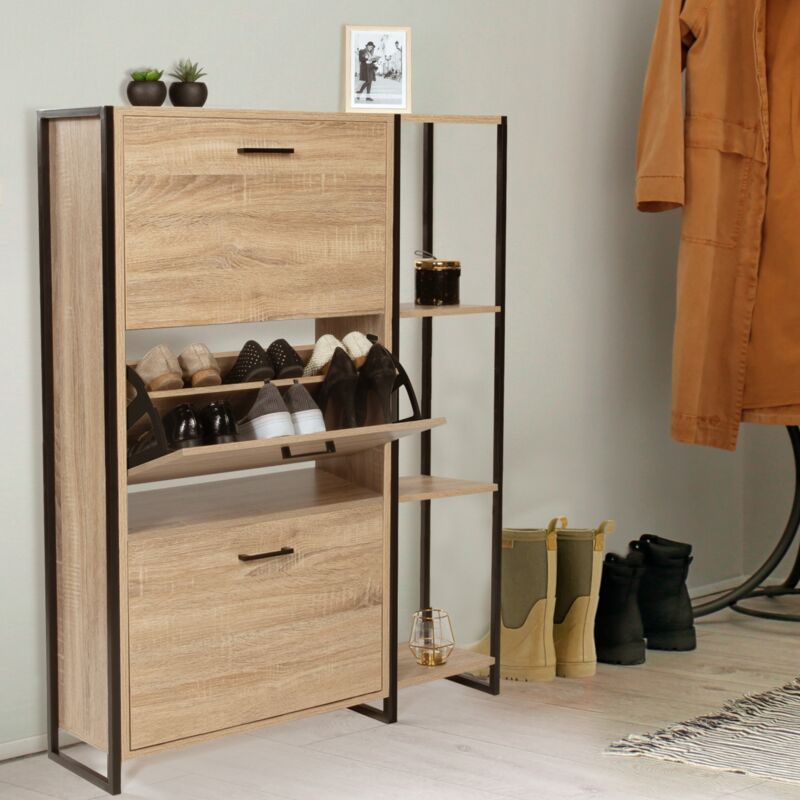foto del prodotto idmarket scarpiera luis 3 ante con mensola design industriale