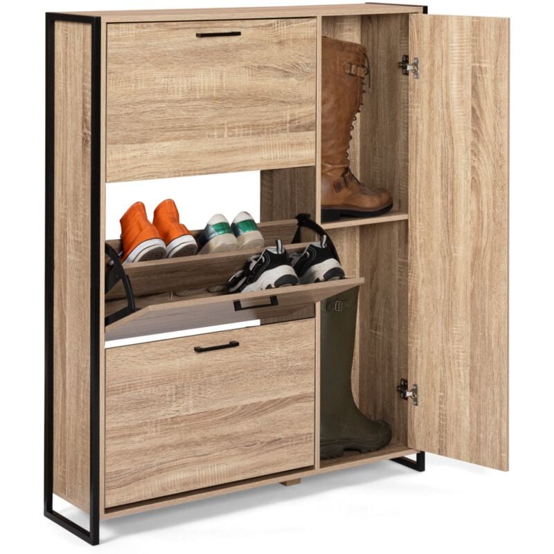 foto del prodotto idmarket - scarpiera luis 4 ante di cui 1 armadio di design industriale