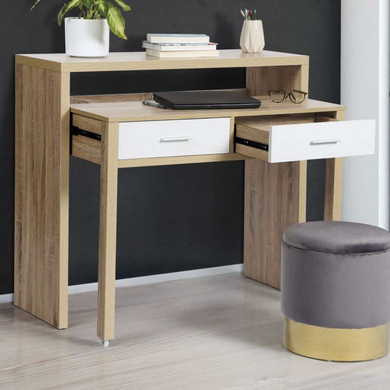foto del prodotto idmarket scrivania allungabile max in faggio e bianco