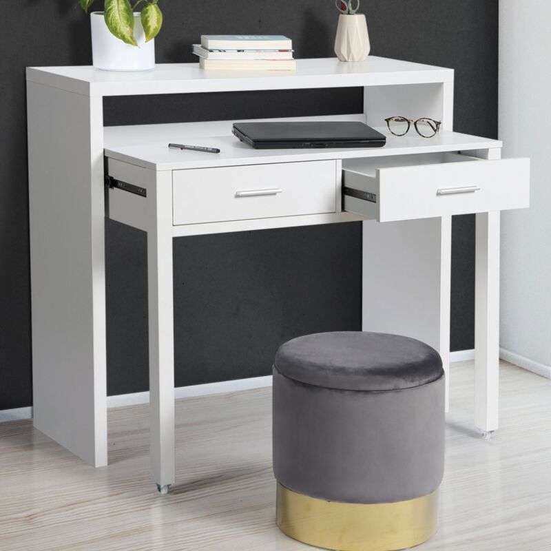 foto del prodotto idmarket scrivania allungabile max in legno bianco