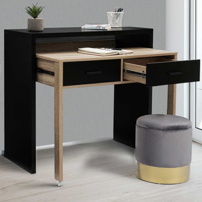 foto del prodotto idmarket scrivania allungabile max in nero e faggio