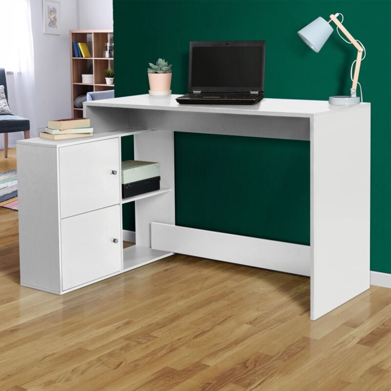foto del prodotto idmarket scrivania angolare a forma di l in legno bianco bob