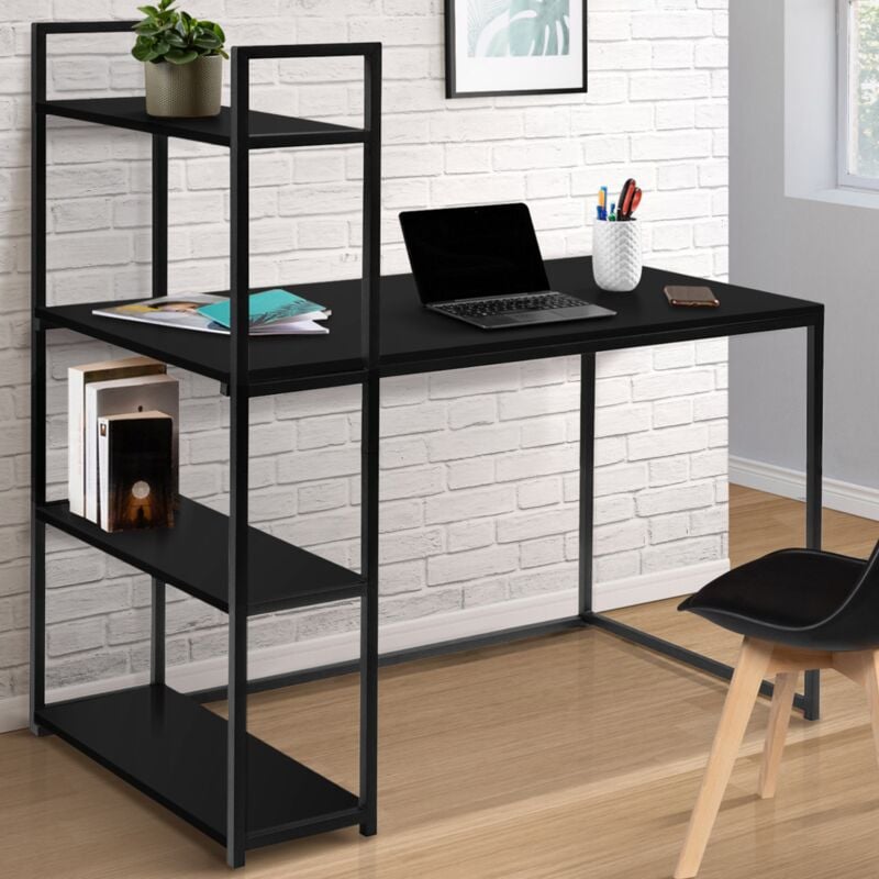 foto del prodotto idmarket scrivania libreria nera di design industriale delson