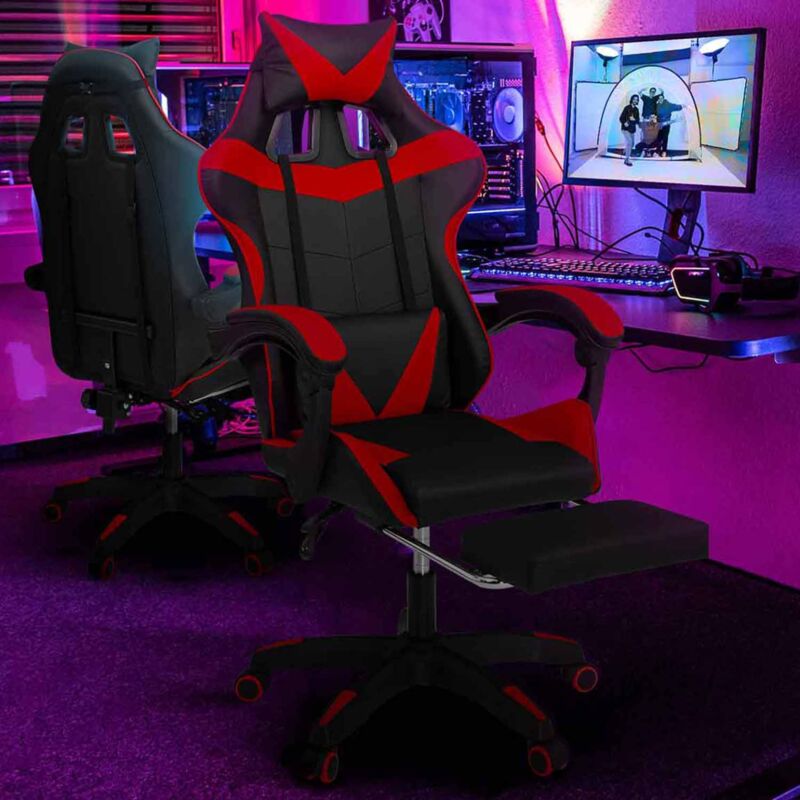 foto del prodotto idmarket sedia gaming, sedia ufficio nero e rosso alex