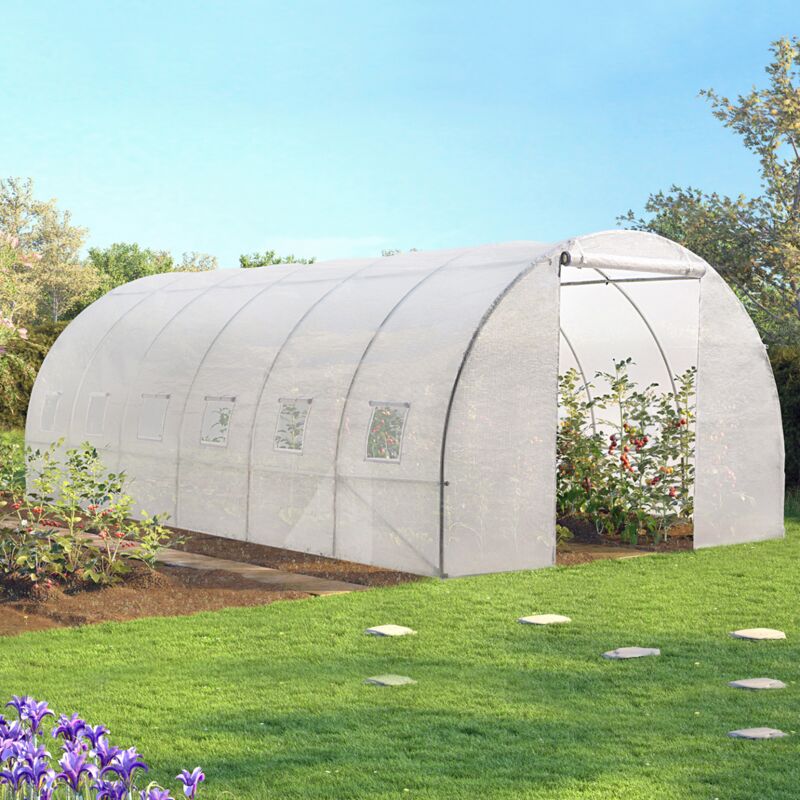 foto del prodotto idmarket serra a tunnel da giardino bianca 18m crim e 6x3 m