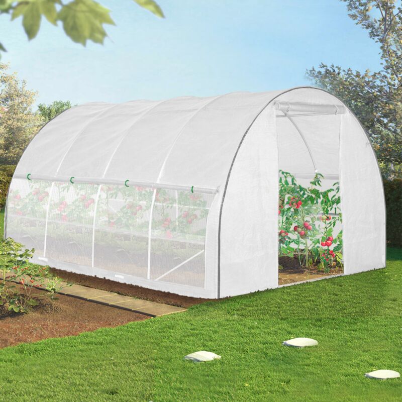 foto del prodotto idmarket serra a tunnel da giardino sollevabile bianca da 12m con zanzariera