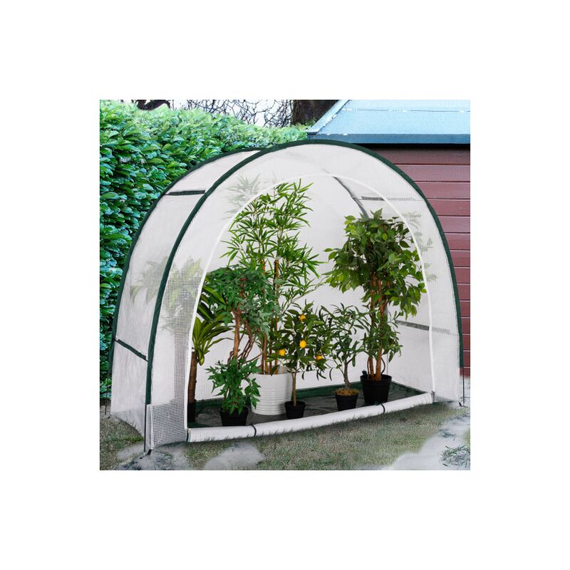 foto del prodotto idmarket serra invernale per balcone e terrazza, a forma di mezzaluna 200 x 80 x 170 cm
