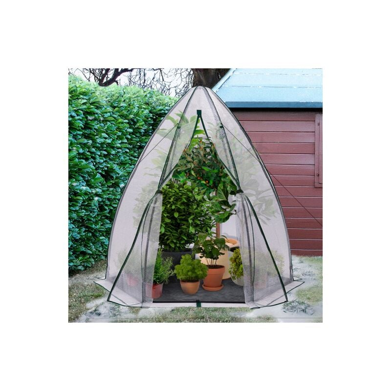 foto del prodotto idmarket serra invernale per balconi e terrazze, a forma di cupola con copertura a maxi bolle di calore 160 x 160 x 180 cm