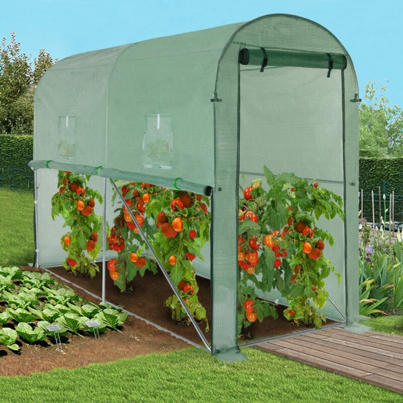foto del prodotto idmarket serra per pomodori verde a cerniera con 2 finestre, zanzariera e porta con zip