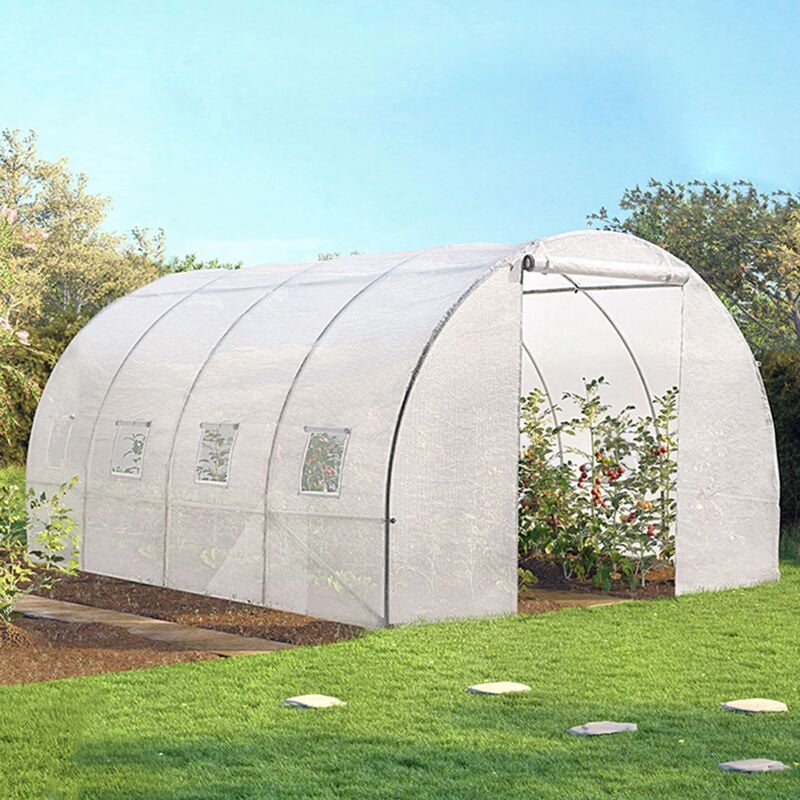 immagine 0 del prodotto idmarket serra tunnel di giardinario 12 m bianco zebra 4x3m
