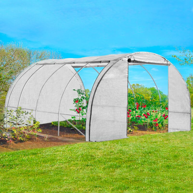 foto del prodotto idmarket serra tunnel di giardinario 12m bianco 4 stagioni zebra 4x3m