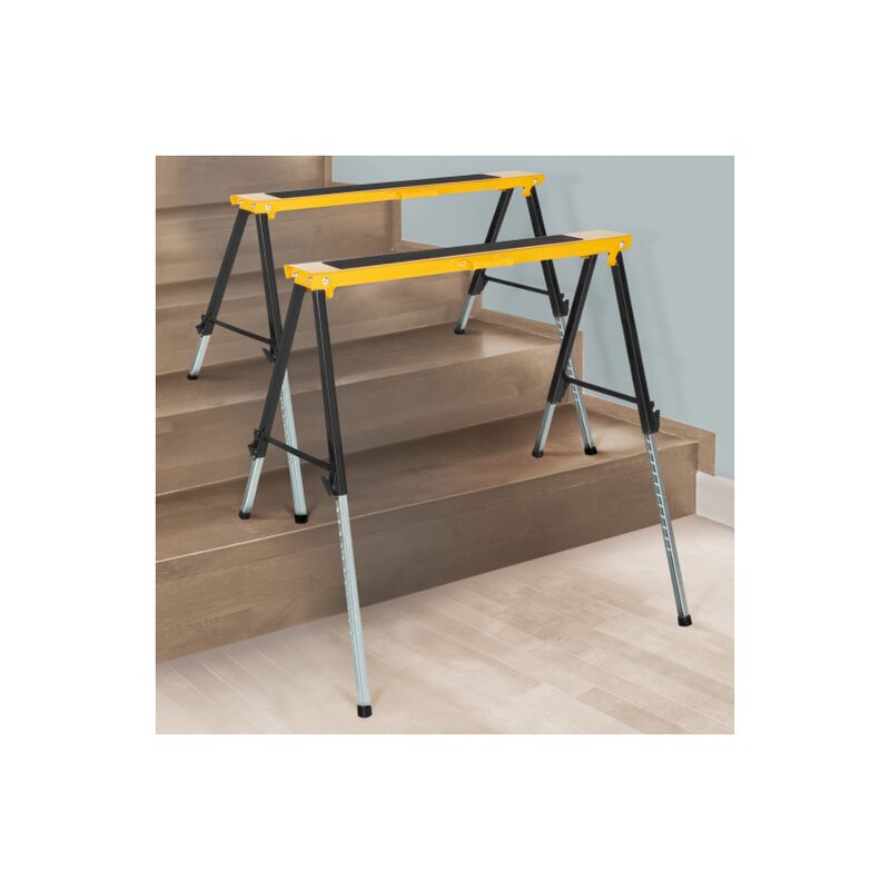 foto del prodotto idmarket set di 2 cavalletti telescopici pieghevoli con ampia piattaforma antiscivolo