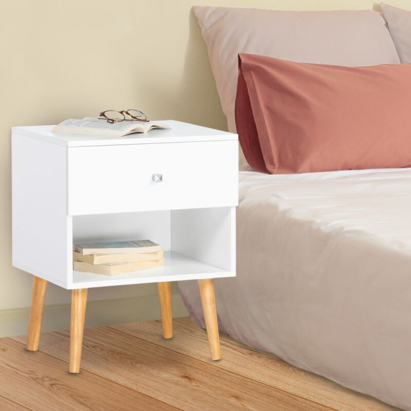 foto del prodotto idmarket set di 2 comodini emmie con 1 cassetto, legno scandinavo e bianco