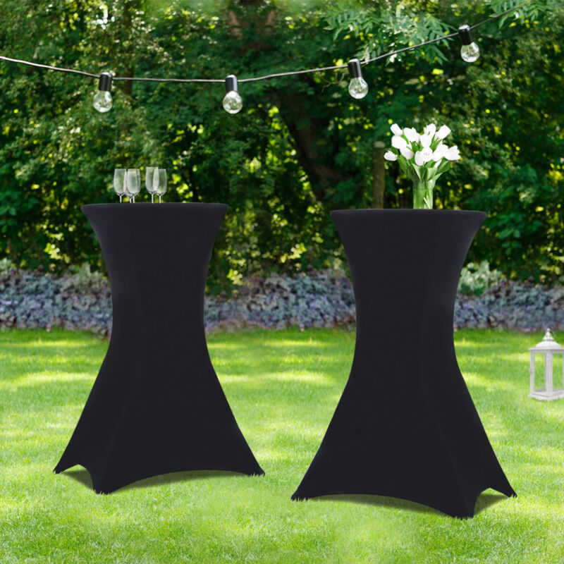 foto del prodotto idmarket set di 2 tavoli alti pieghevoli 105 cm e 2 coperture nere