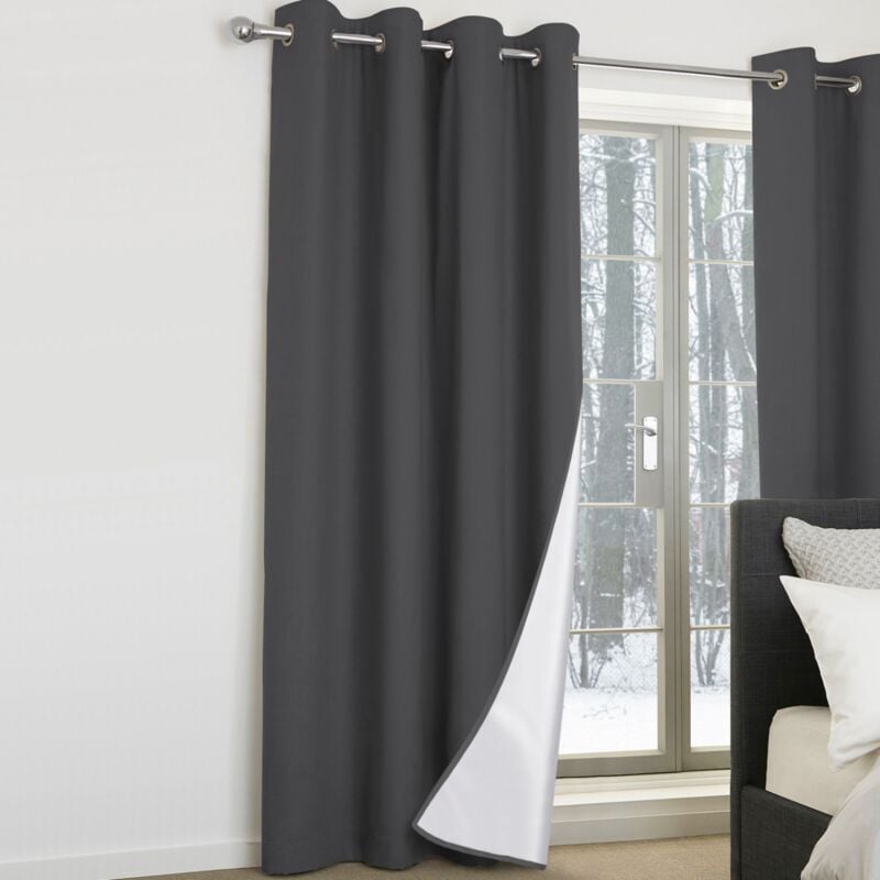 foto del prodotto idmarket set di 2 tende termiche grigio antracite 135x240 cm