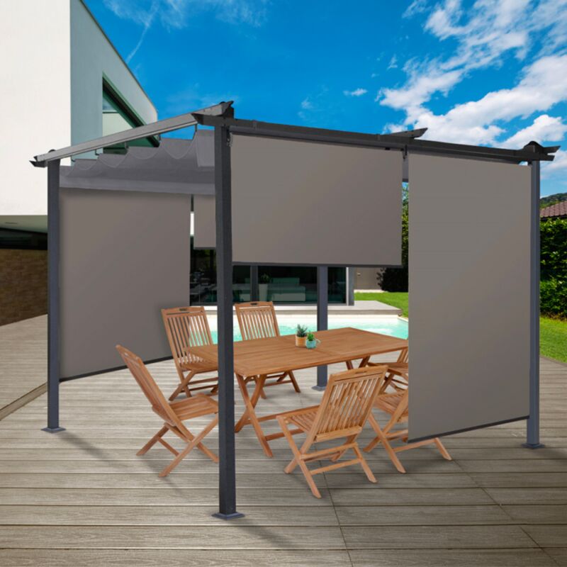 foto del prodotto idmarket set di 3 tende a rullo l. 124 x h. 225 cm per pergola color tortora