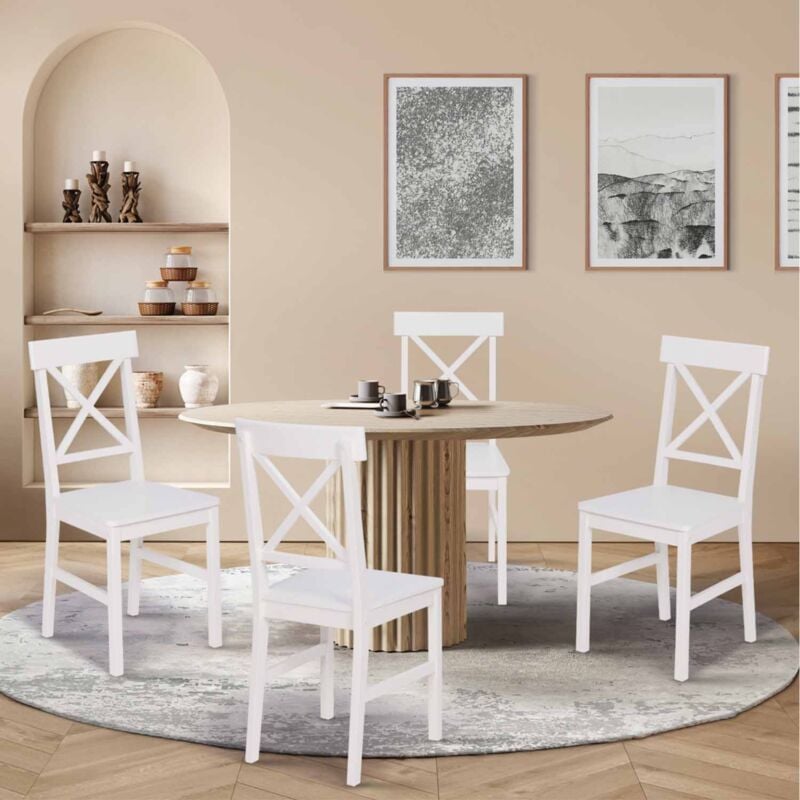 foto del prodotto idmarket set di 4 sedie da cucina suzanne in legno bianco con traverse
