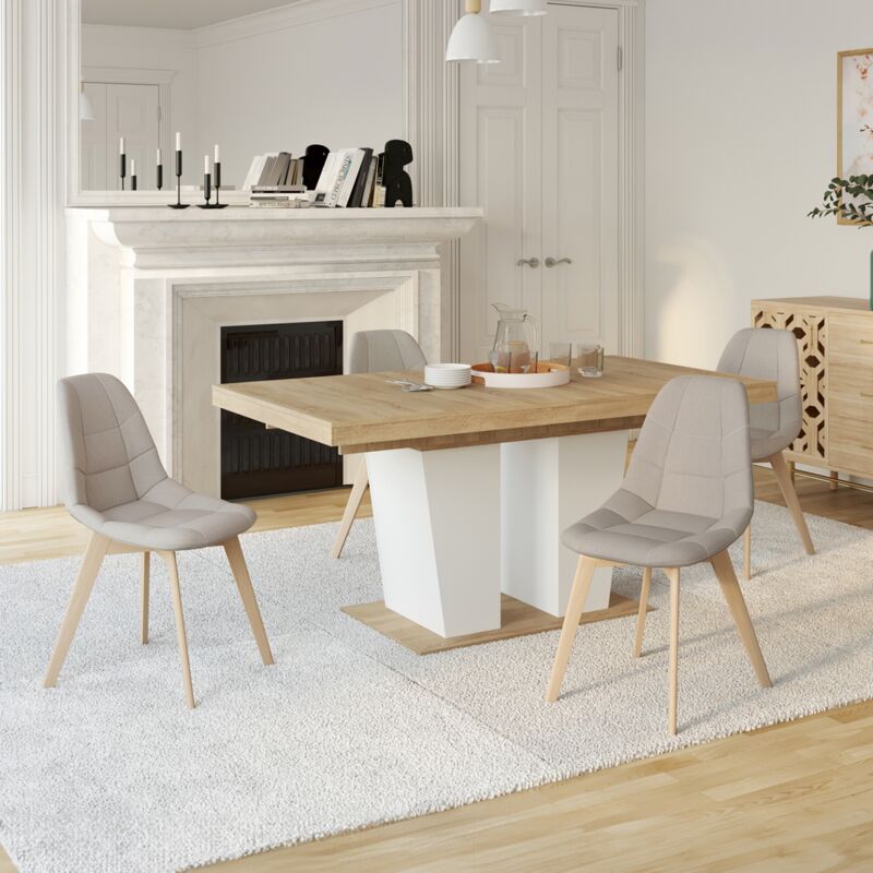 foto del prodotto idmarket set di 4 sedie da pranzo in tessuto beige gaby