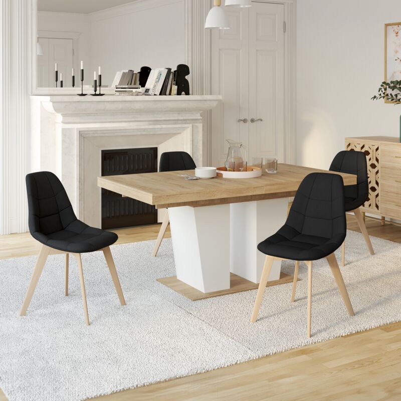 foto del prodotto idmarket set di 4 sedie da pranzo in tessuto nero gaby