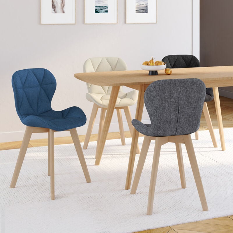 foto del prodotto idmarket set di 4 sedie robine in tessuto misto blu, grigio, beige e nero