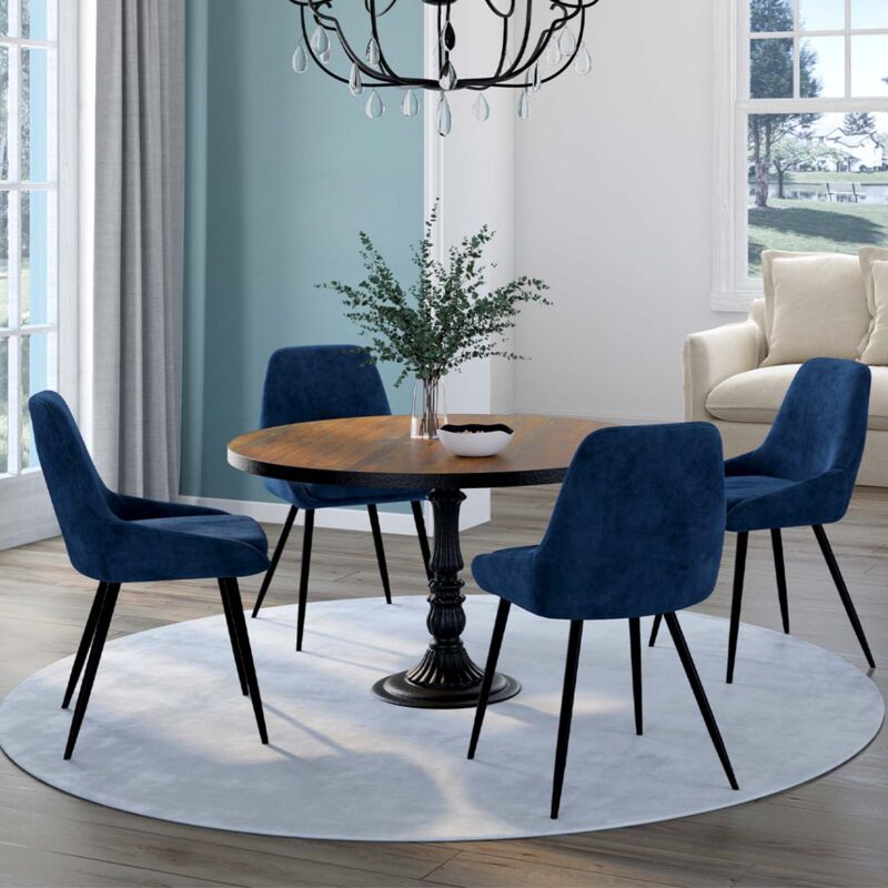 foto del prodotto idmarket set di 4 sedie thalya in velluto blu con braccioli