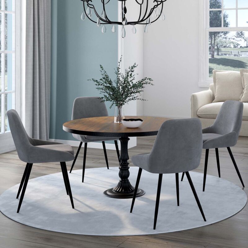 foto del prodotto idmarket set di 4 sedie thalya in velluto grigio chiaro con braccioli