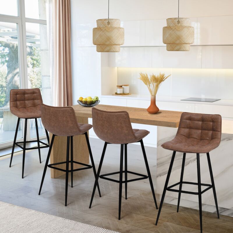 foto del prodotto idmarket set di 4 sgabelli da bar in velluto marrone vintage mady