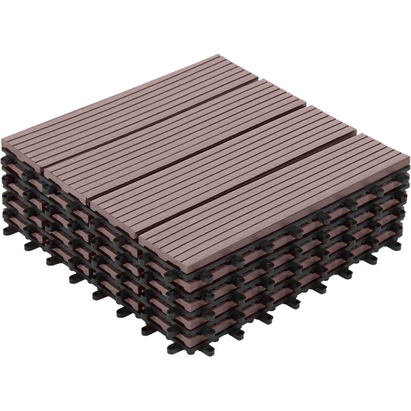 foto del prodotto idmarket - set di 5 piastrelle per decking in legno composito wodhy, color tortora