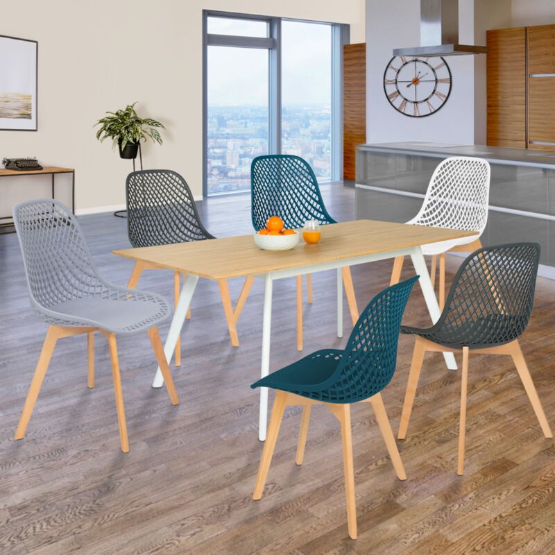 foto del prodotto idmarket set di 6 sedie da pranzo bianco, grigio chiaro, blu anatra x2, grigio scuro x2 mandy