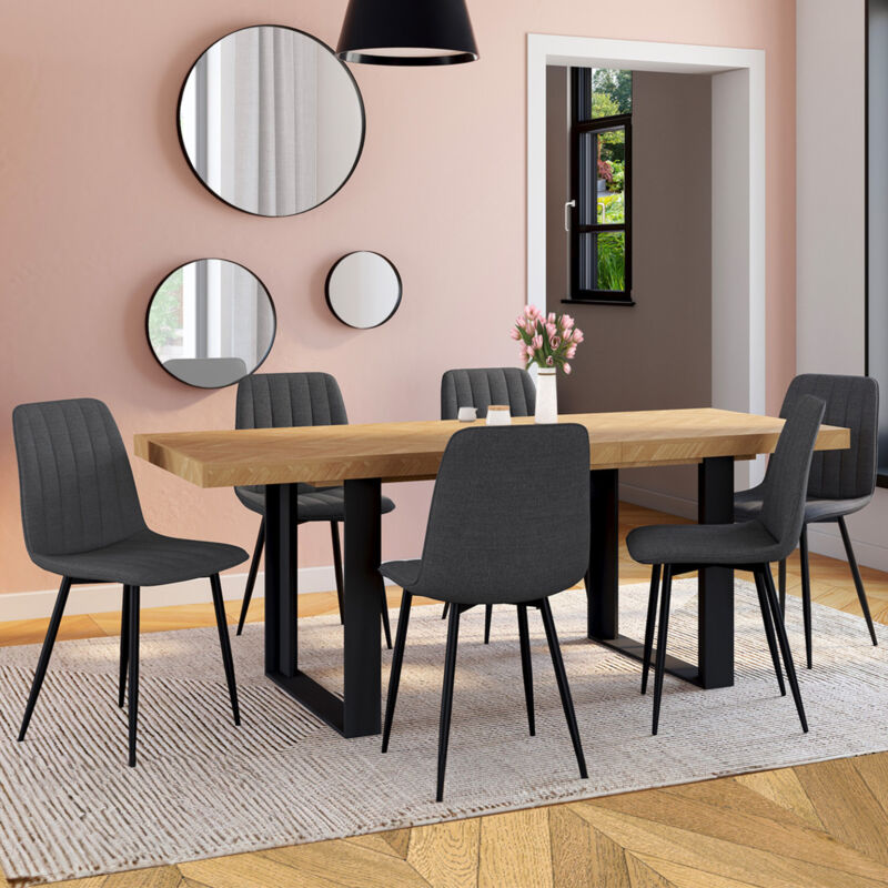 foto del prodotto idmarket set di 6 sedie da pranzo in tessuto grigio scuro mira