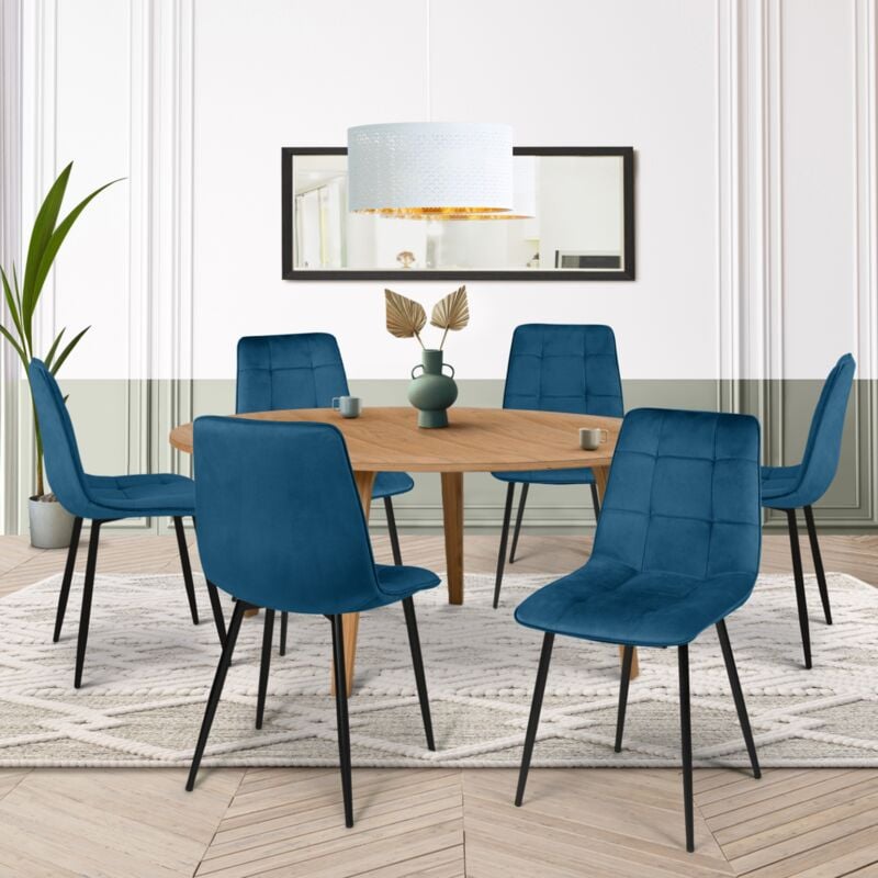 foto del prodotto idmarket set di 6 sedie da pranzo in velluto blu mila