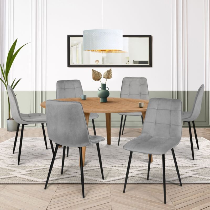 foto del prodotto idmarket set di 6 sedie da pranzo in velluto grigio chiaro mila