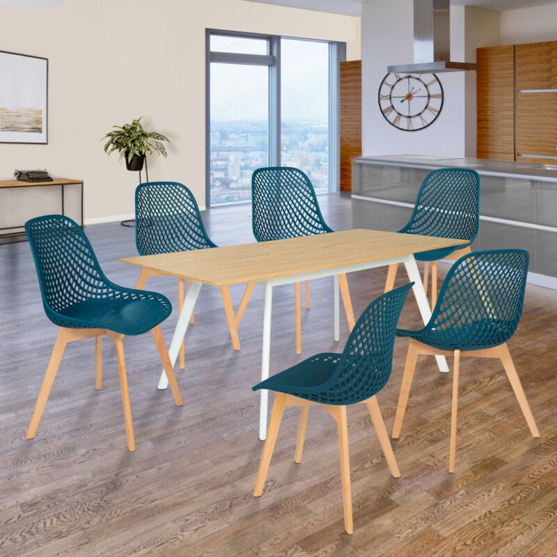 foto del prodotto idmarket set di 6 sedie da pranzo mandy blu anatra