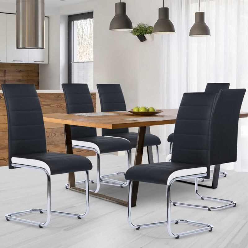 foto del prodotto idmarket set di 6 sedie da pranzo mia nere con finiture bianche