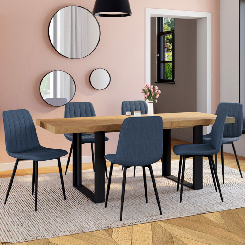 foto del prodotto idmarket set di 6 sedie da pranzo mira in tessuto blu