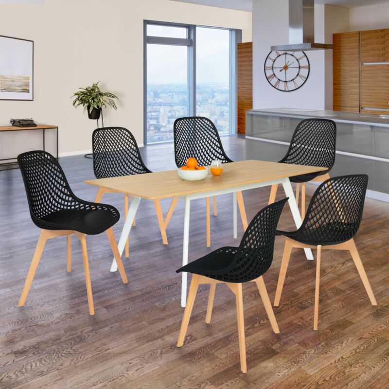 foto del prodotto idmarket set di 6 sedie da pranzo nero mandy