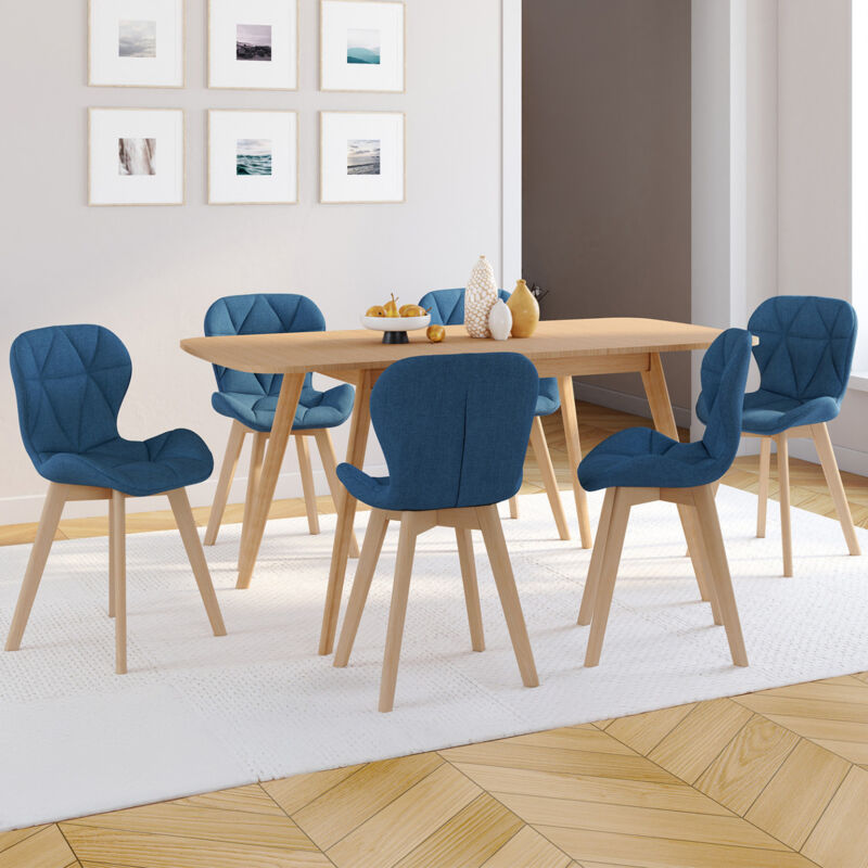 foto del prodotto idmarket set di 6 sedie da pranzo robine in tessuto blu anatra