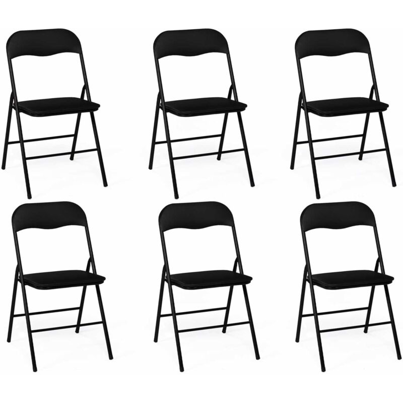 foto del prodotto idmarket - set di 6 sedie pieghevoli kity nere in pu
