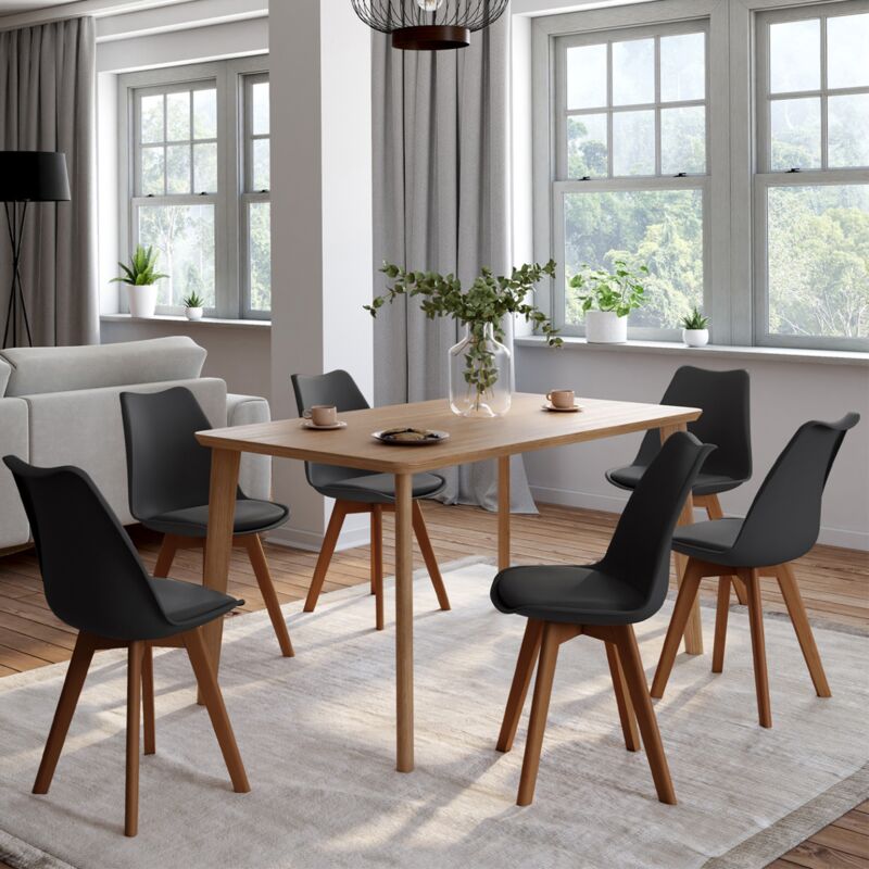 foto del prodotto idmarket set di 6 sedie sara nere con gambe scure per sala da pranzo