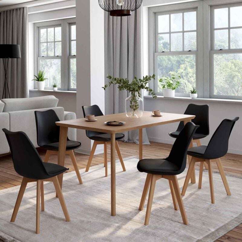 foto del prodotto idmarket set di 6 sedie sara nere per sala da pranzo