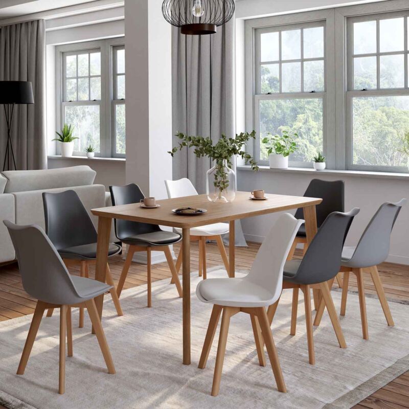 foto del prodotto idmarket set di 8 sedie scandinave sara colore misto bianco x2, grigio chiaro x2, grigio scuro x2, nero x2