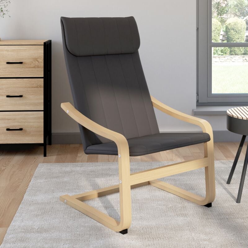 foto del prodotto idmarket sill n clyde de madera de haya con coj n de tela gris